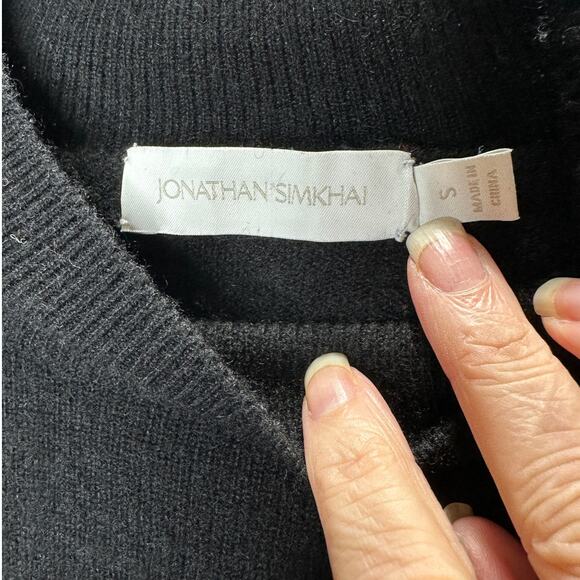 Jonathan Simkhai Black Mackenzie Mock Neck Cashmere Sweater S - Picture 7 of 14
